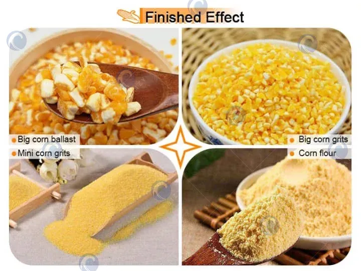 finished product of the maize grits making machine