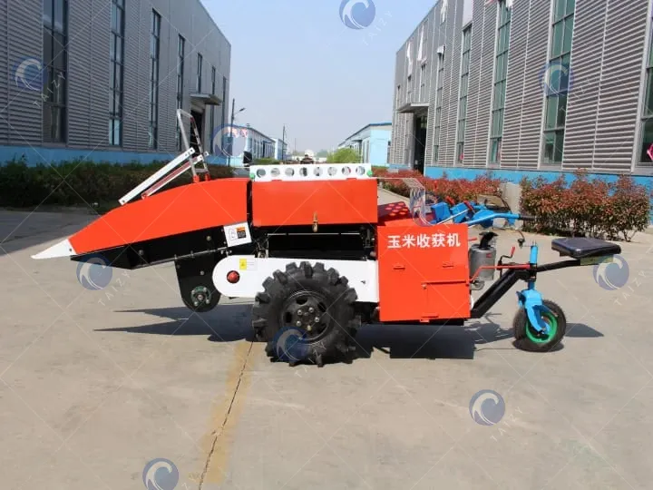 corn harvester with seat